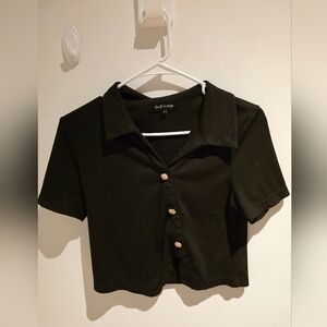 tout à coup Black Top with Gold Buttons
